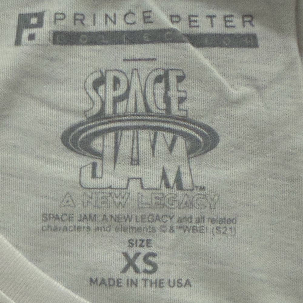 Prince Peter Space Jam Lola Bunny Graphic Tee XS White Made USA NWT Cotton - Picture 8 of 12